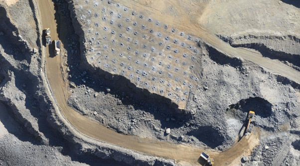 Aerial survey grid marked out across a site