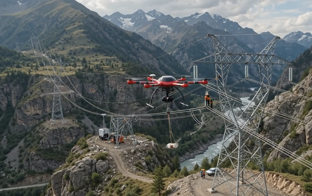 Drone operating in mountainous terrain