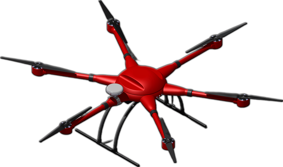 Falcon A6 industrial heavy-lift hexacopter drone operating in a rugged outdoor industrial environment